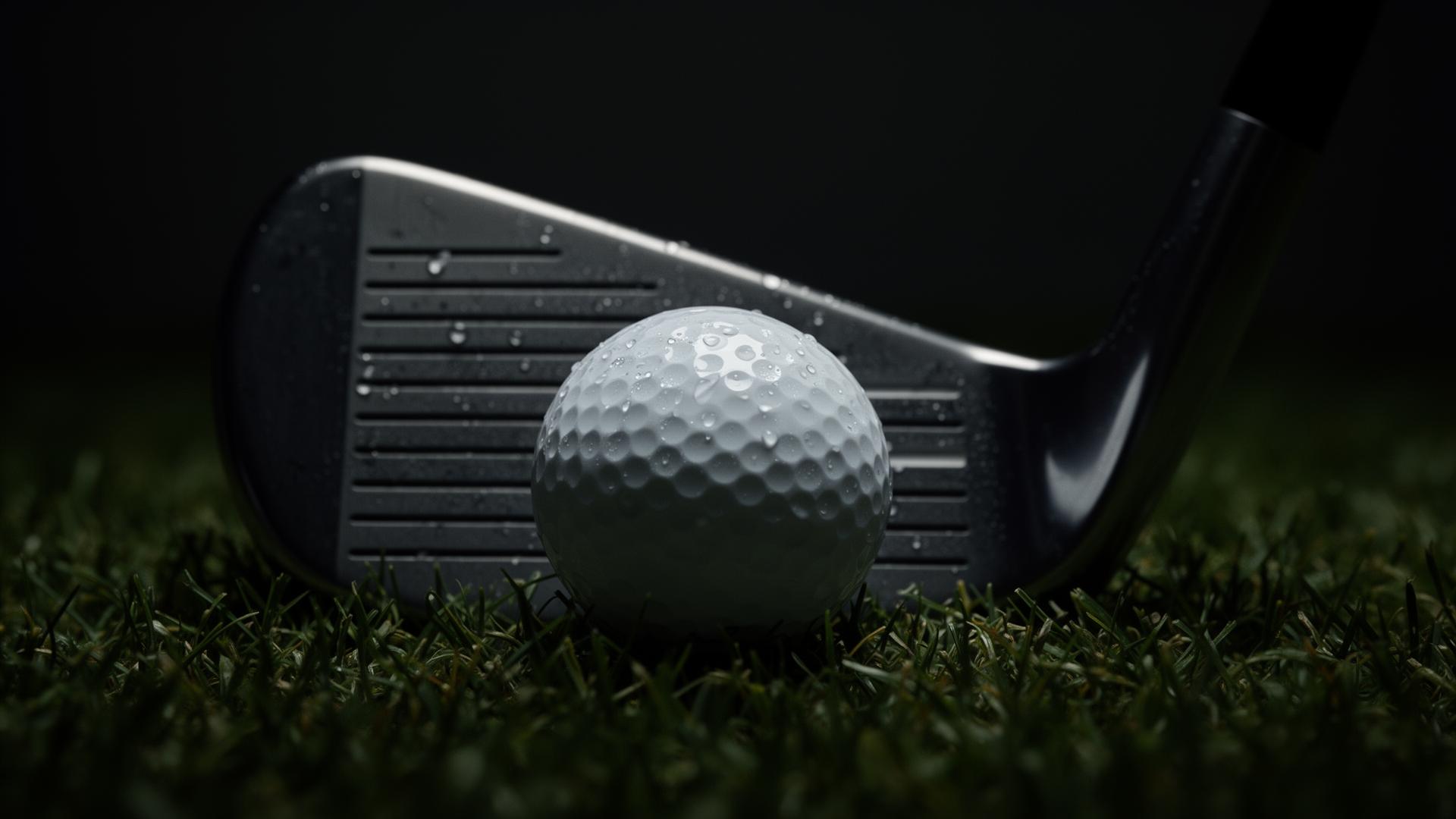 Detail hlavičky železa u golfového míčku